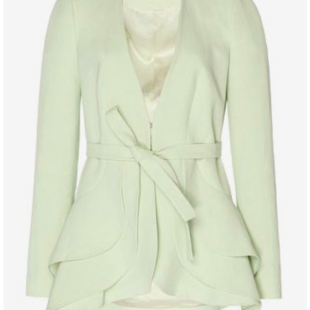 Delpozo Mint Belted Peplum Jacket
